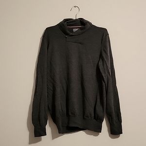 Shawl Collar Sweater XL Grey 100% Wool